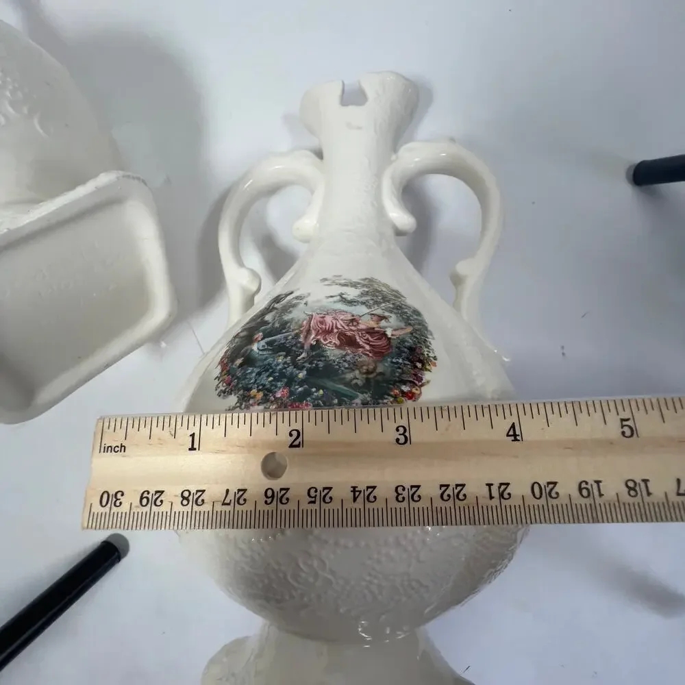 Victorian Courting Vases Pitchers Urn Goodsell Mold Co Ceramic Porcelain 134/135